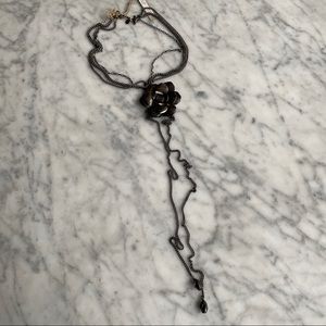 Chan Luu Sterling Silver Layered Rose Lariat Necklace